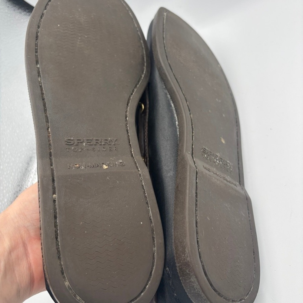 Sperry Boat Shoes Mens Sz 12 Black Brown Leather Authentic Original Deck Shoes - Picture 7 of 10